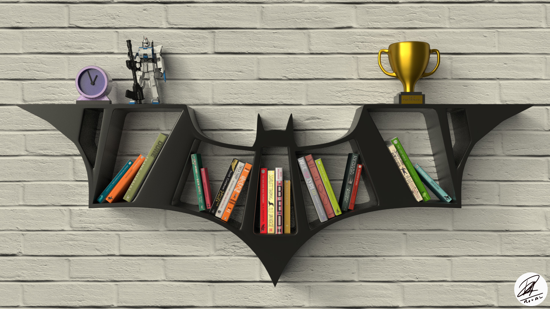 Batman Logo Bookshelf Design Blendernation