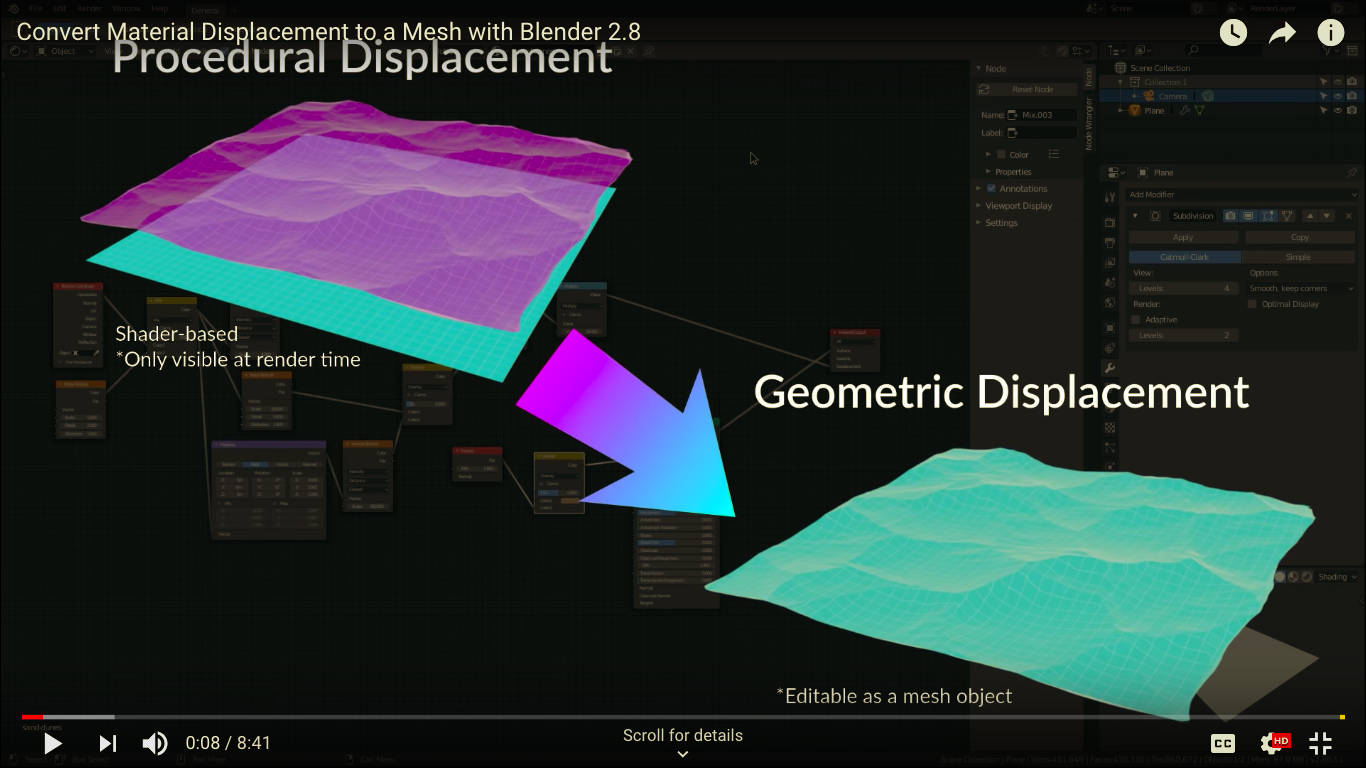 Convert Material Displacement To A Mesh With Blender 2 8 Free